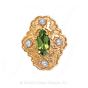 GS490 PD/PL - 14 Karat Gold Slide with Peridot center and Pearl accents 